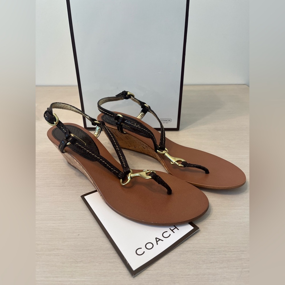 Coach Brown Wedge Sandals